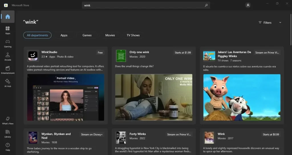 search wink on microsoft store winkgeeks